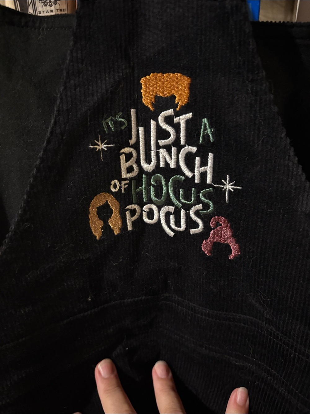 Disney Box Lunch Black Embroidered Corduroy Overalls skirt One-Piece Hocus Pocus - Picture 8 of 8